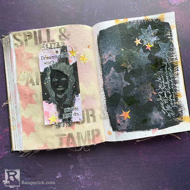 Dina Wakley Media Gloss Sprays Journal Spread By Cheiron Brandon