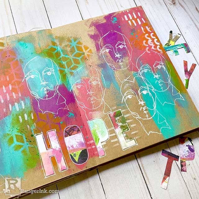 Dina Wakley Hope Kraft Journal Spread by Megan Whisner Quinlan