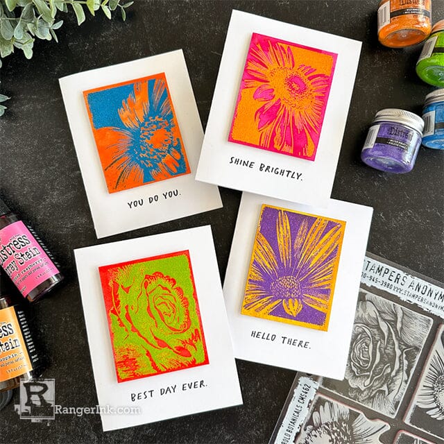 Distress Glaze Bold Botanical Cards by Cheiron Brandon