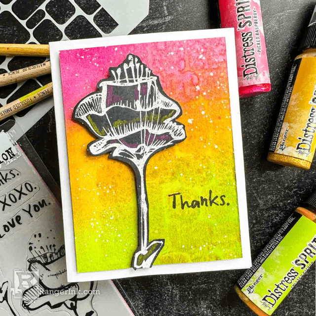 Distress Spritz Thank You Card by Cheiron Brandon