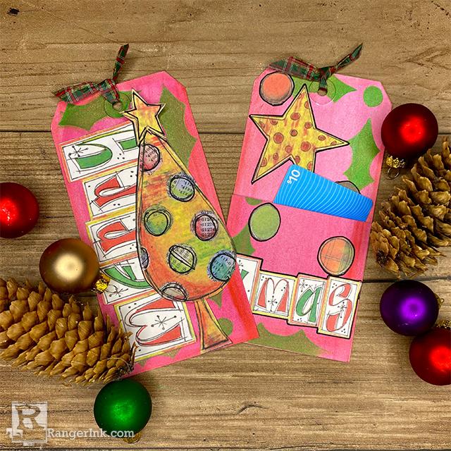 Dylusions Christmas Tag Gift Card Holder by Beth Purnell