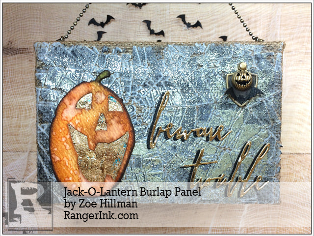 Jack-O-Lantern Burlap Panel by Zoe Hillman