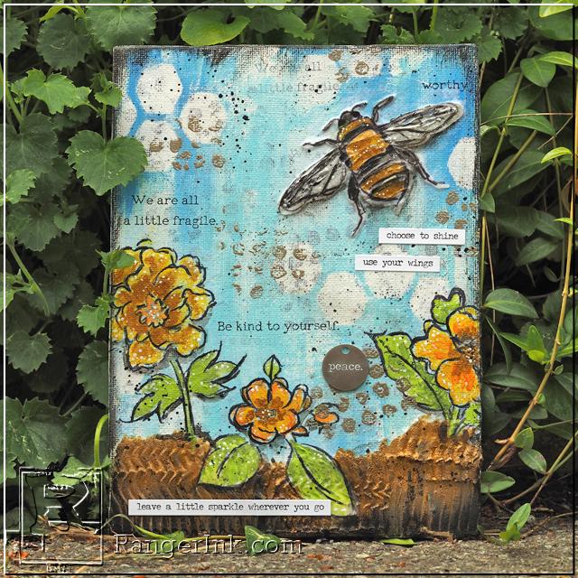 Mixed Media Bee Canvas by Anna-Karin Evaldsson