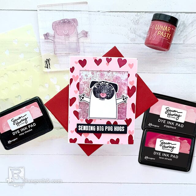 Simon Hurley create. Pugs and Hugs Card by Lieschen Harshbarger