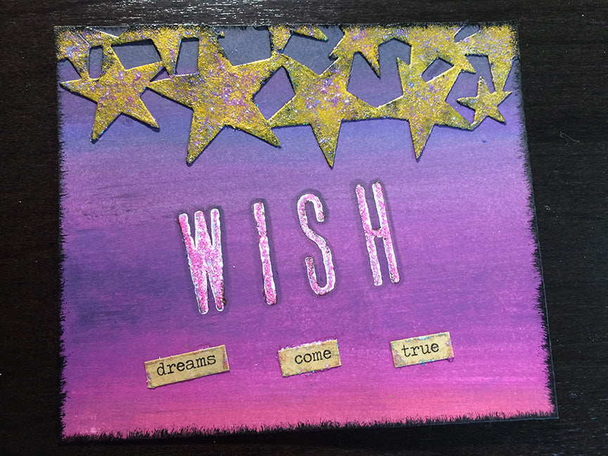 Stickles & Distress Paint Dreams Come True Card by Linda Ledbetter