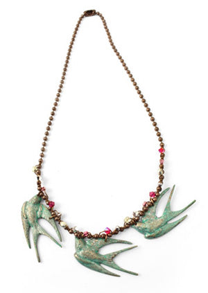 Vintaj Patinas Three Little Birds Necklace