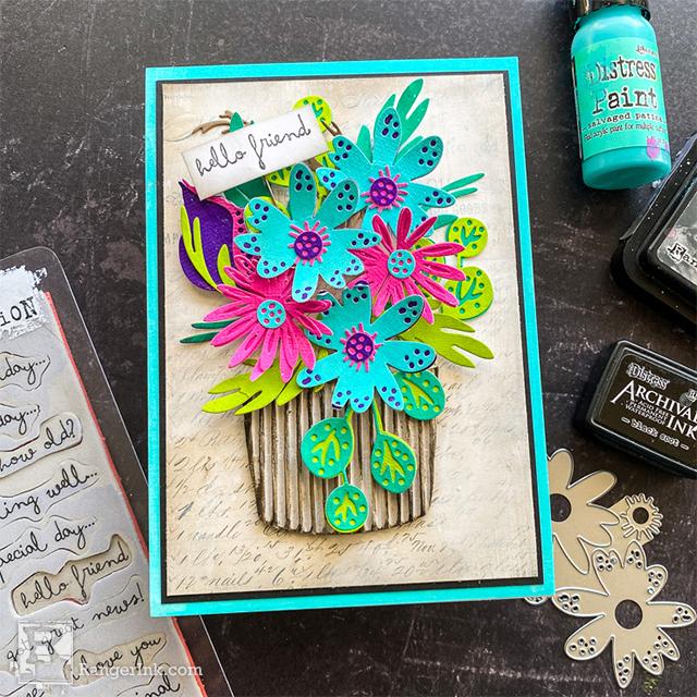 Distress Funky Floral Friendship Card by Cheiron Brandon