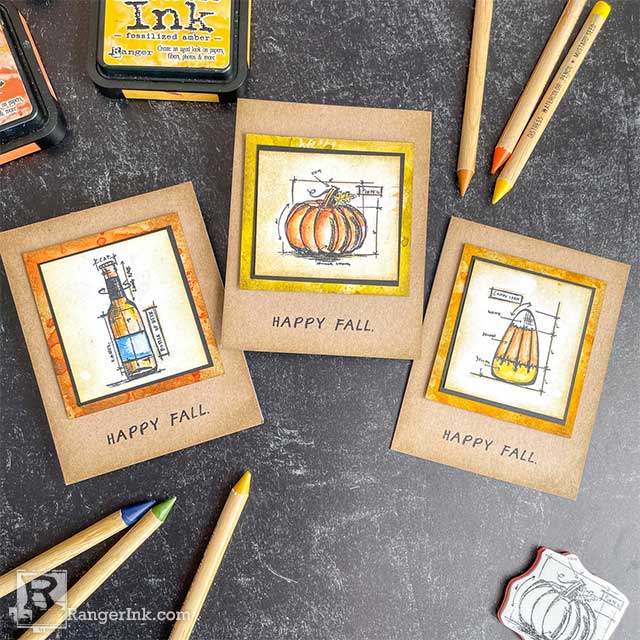 Distress Watercolor Pencil Fall Mini Notecards by Cheiron Brandon