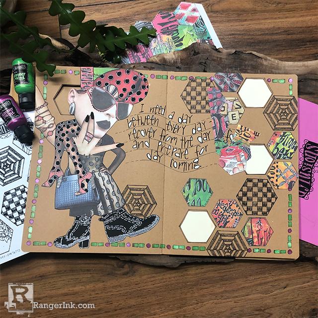 Dylusions Krafty Journal Spread by Denise Lush