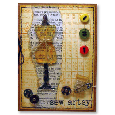 Inkssentials™ Shrink Plastic “Sew Artsy” ATC By Richele Christensen