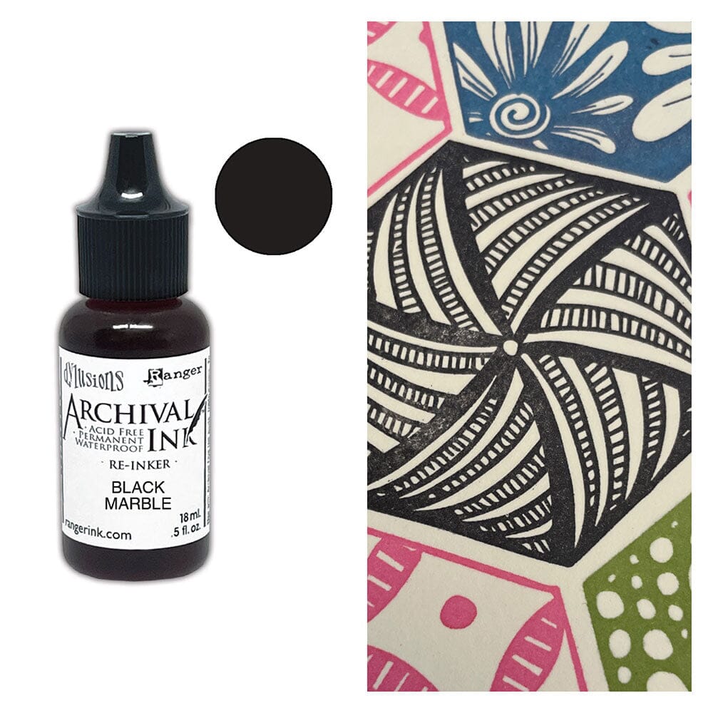 Dylusions Archival Re-Inker Black Marble 0.5oz Ink Dylusions 