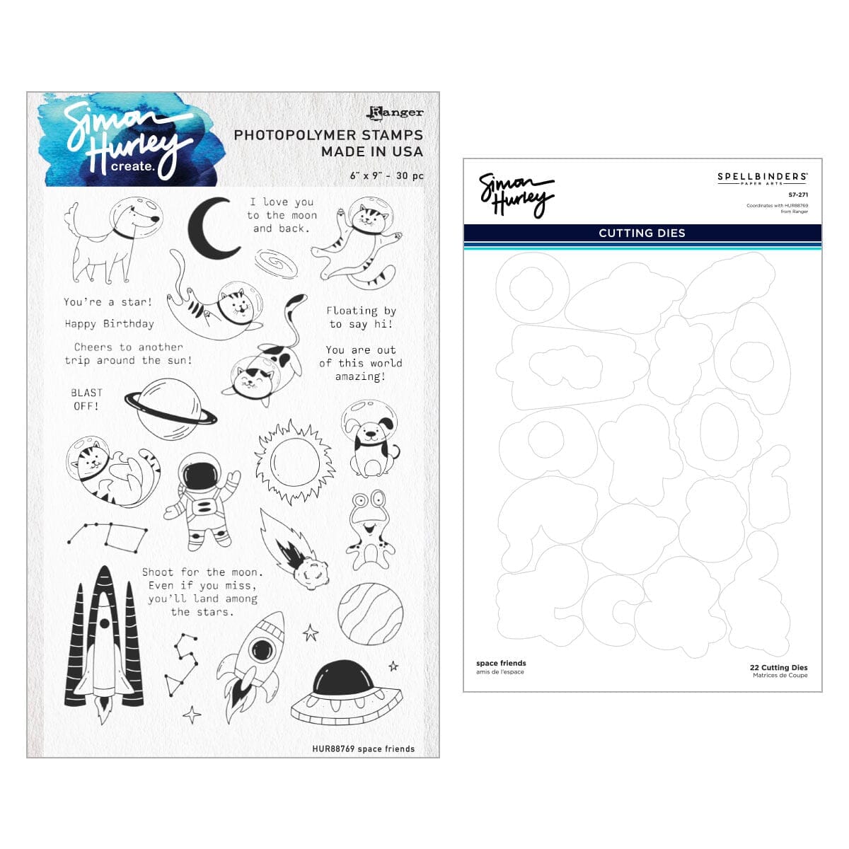 Simon Hurley create. Space Friends Stamp & Etched Dies Bundle Cutting Dies Simon Hurley 