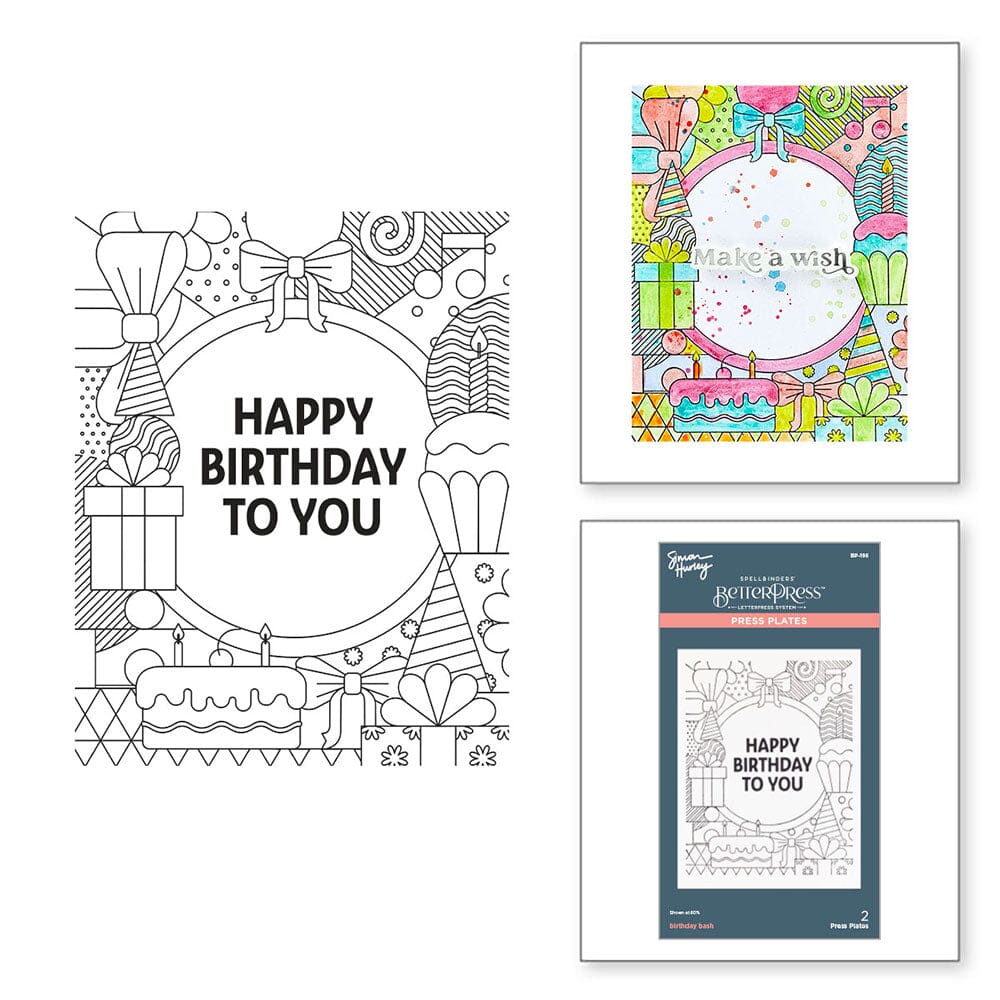 Simon Hurley Spellbinders Birthday Bash Press Plate & Die Set Cutting Dies Simon Hurley 