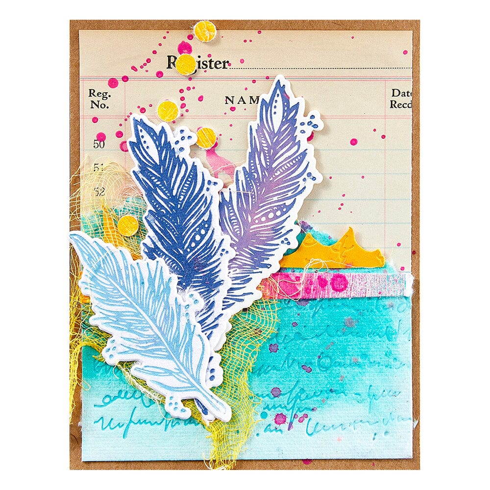 Dina Wakley MEdia Spellbinders Feather Dream Plates & Dies Dies Dina Wakley Media 