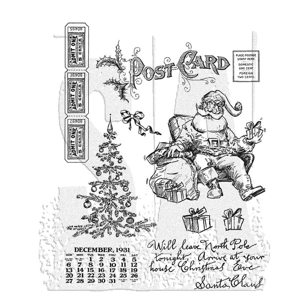 Tim Holtz Stampers Anonymous Cling Mount Stamp Santa Visit Stampers Anonymous Tim Holtz Other 