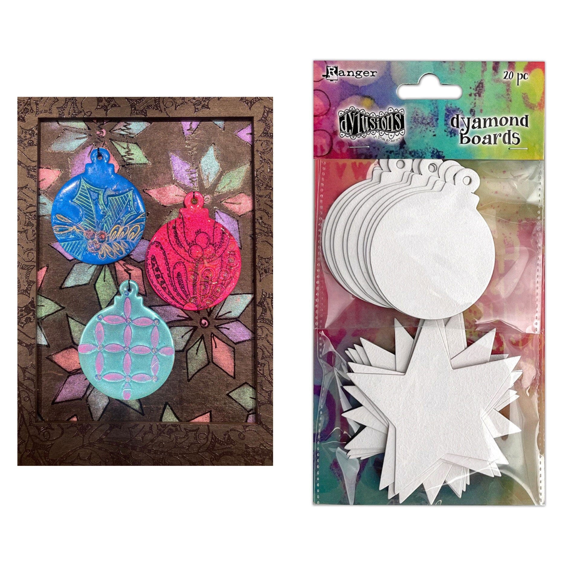 Dylusions Dyamond Boards - Small Baubles & Stars Surfaces Dylusions 