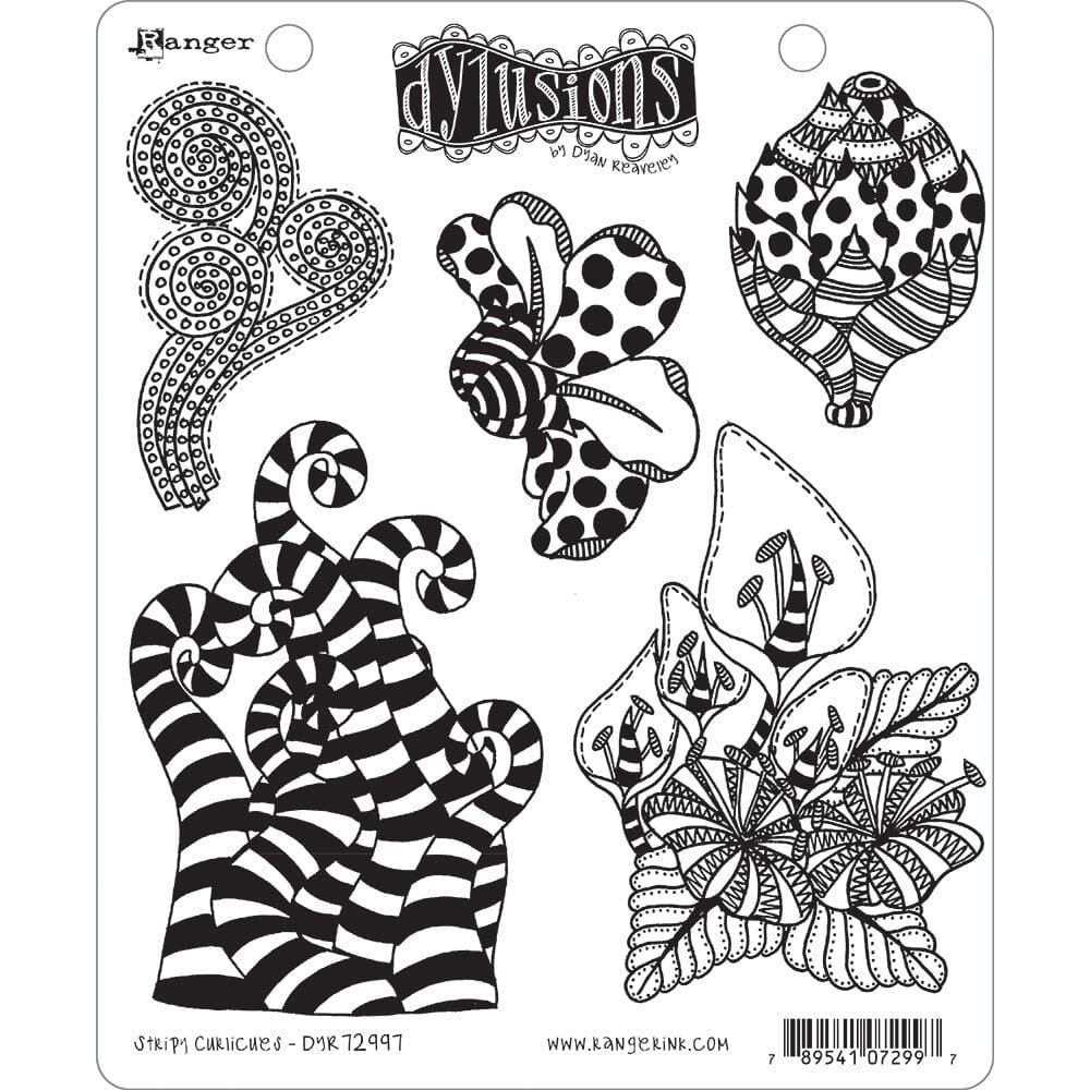 Dylusions Cling Mount Stamps Stripy Curlicues Stamps Dylusions 