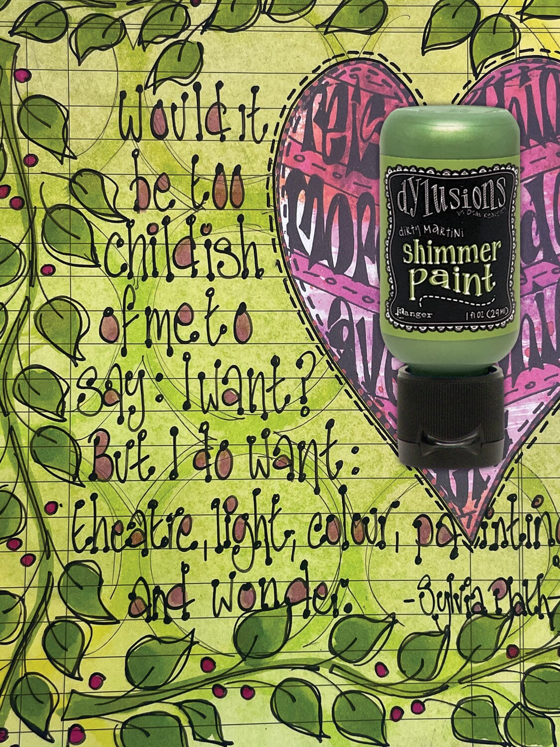 Dylusions Shimmer Paint Dirty Martini, 1oz Paint Dylusions 