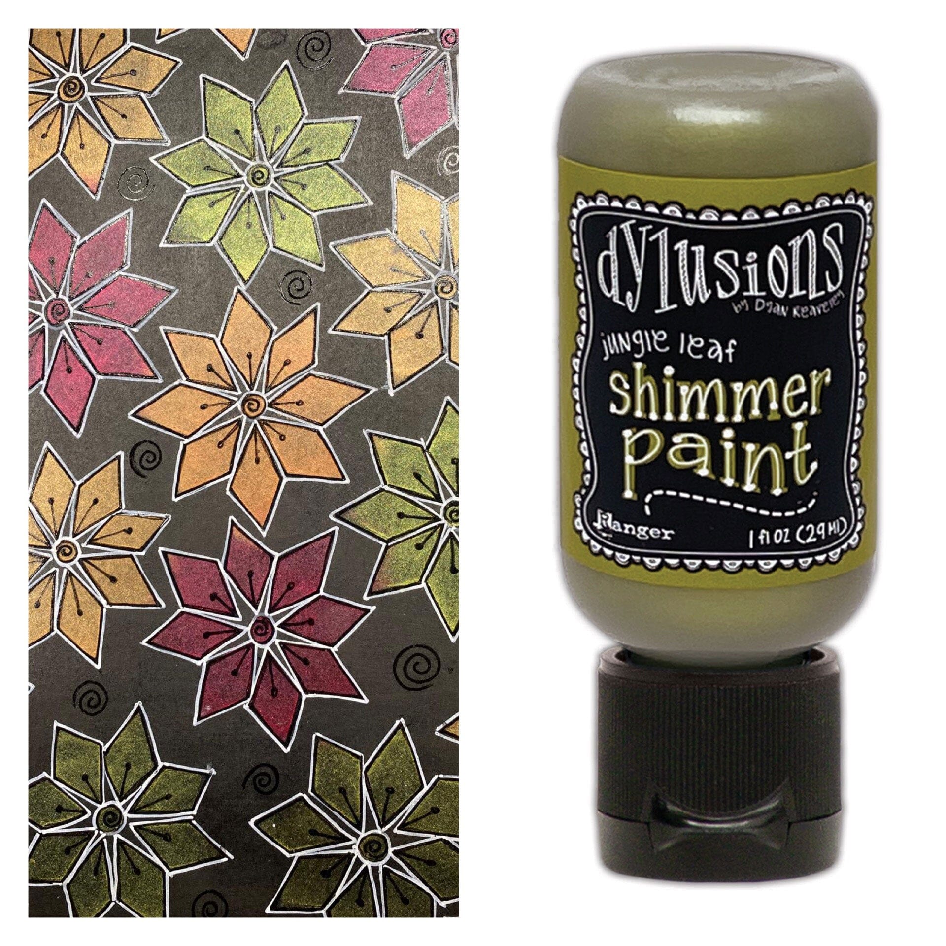 Dylusions Shimmer Paint Jungle Leaf, 1oz Paint Dylusions 