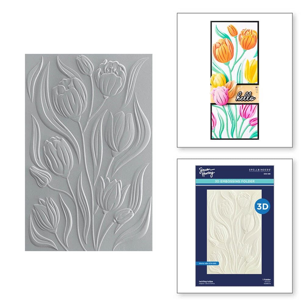 Simon Hurley create. Spellbinders Twirling Tulips 3D Embossing Folder Cutting Dies Simon Hurley 