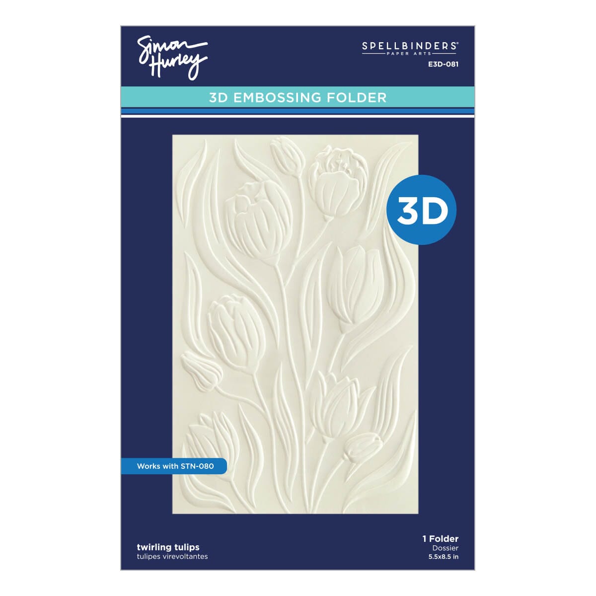 Simon Hurley create. Spellbinders Twirling Tulips 3D Embossing Folder Cutting Dies Simon Hurley 