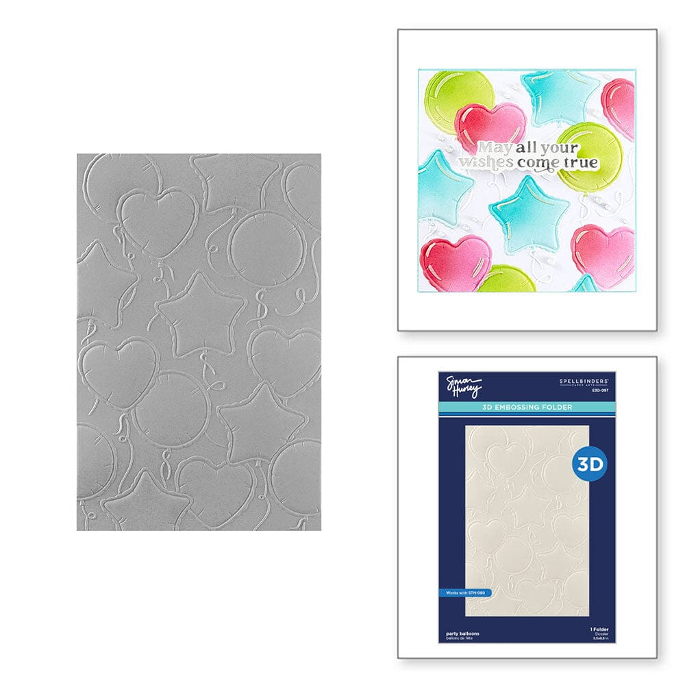 Simon Hurley Spellbinders Party Balloons 3D Embossing Folder Cutting Dies Simon Hurley 