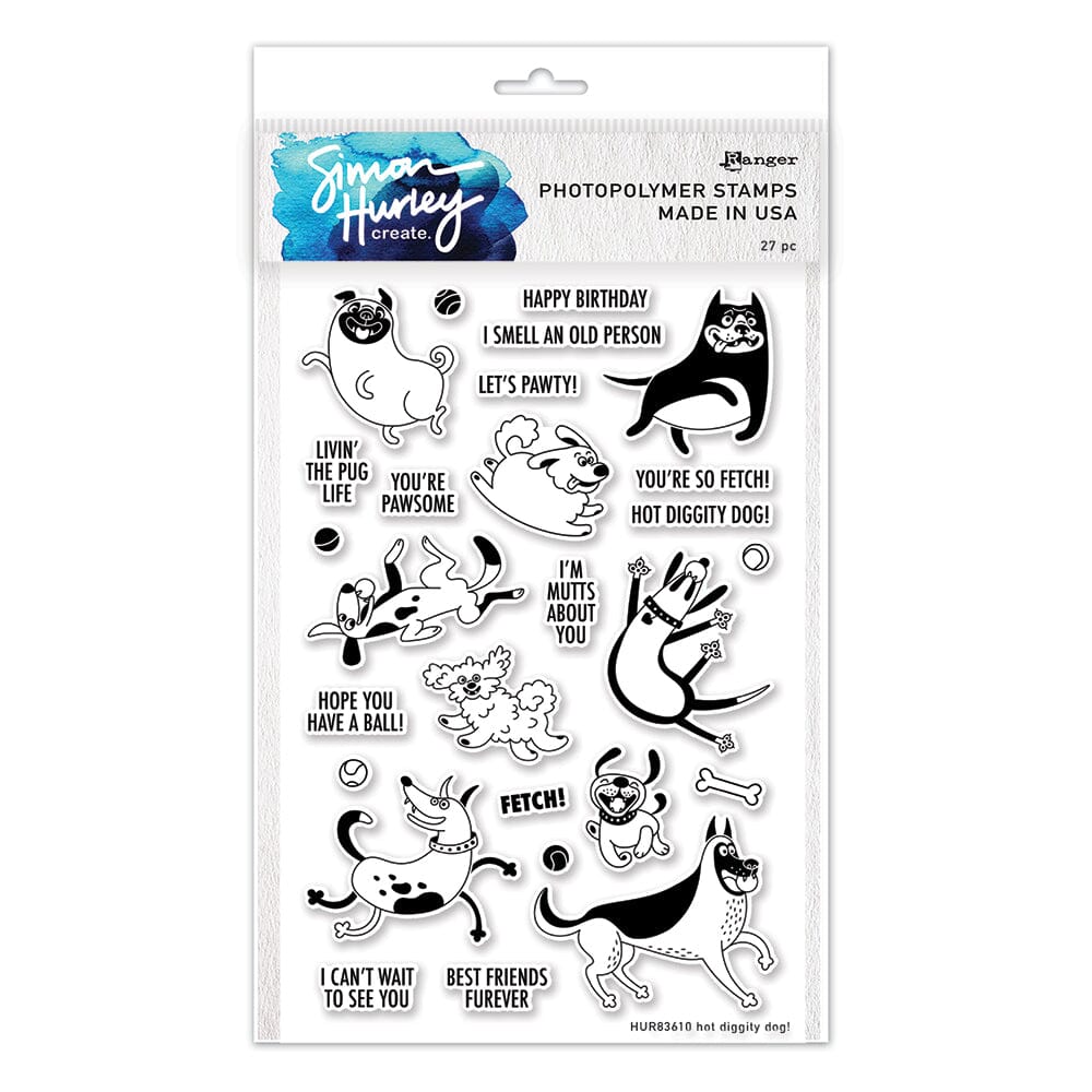 Simon Hurley create. Photopolymer Stamp Hot Diggity Dog Stamps Simon Hurley 