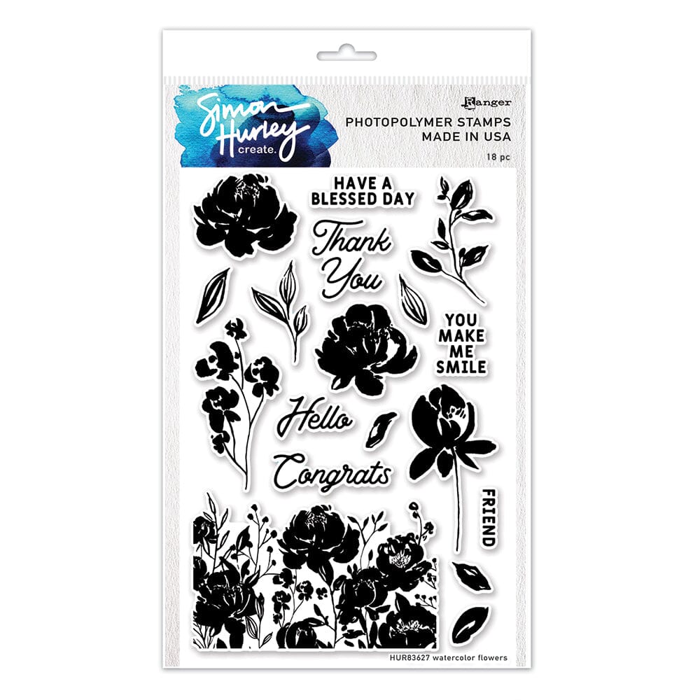 Simon Hurley create. Photopolymer Stamp Watercolor Flowers Stamps Simon Hurley 