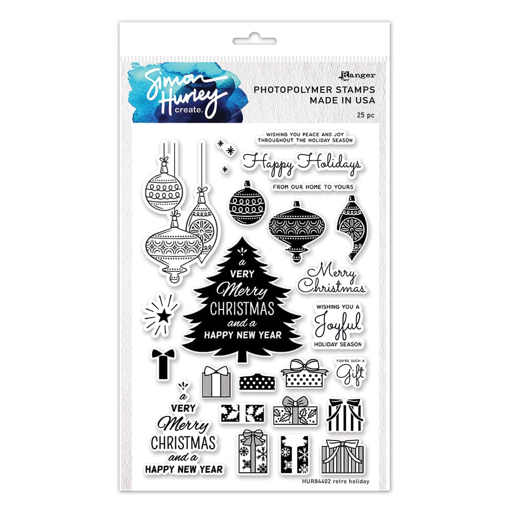 Simon Hurley create. Photopolymer Stamp Retro Holiday Stamps Simon Hurley 