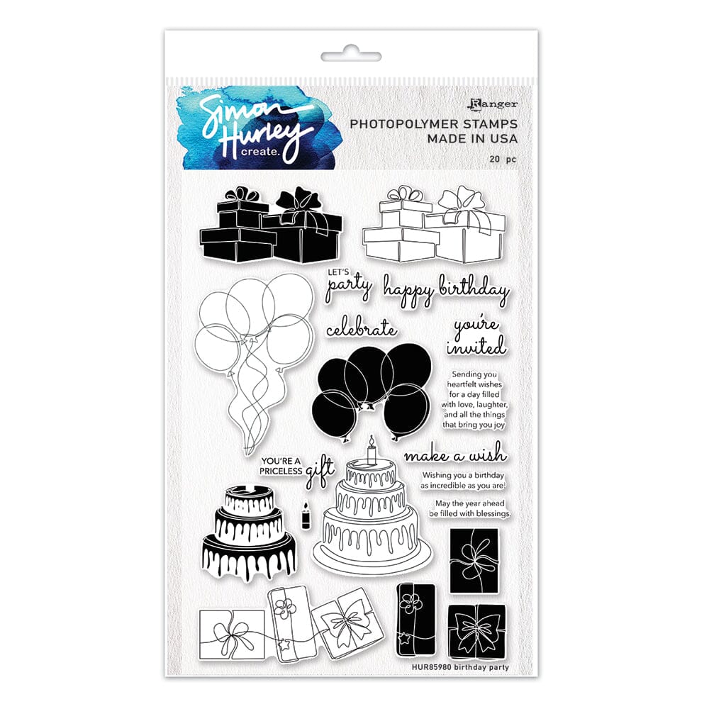 Simon Hurley create. Photopolymer Stamp Birthday Party Stamps Simon Hurley 