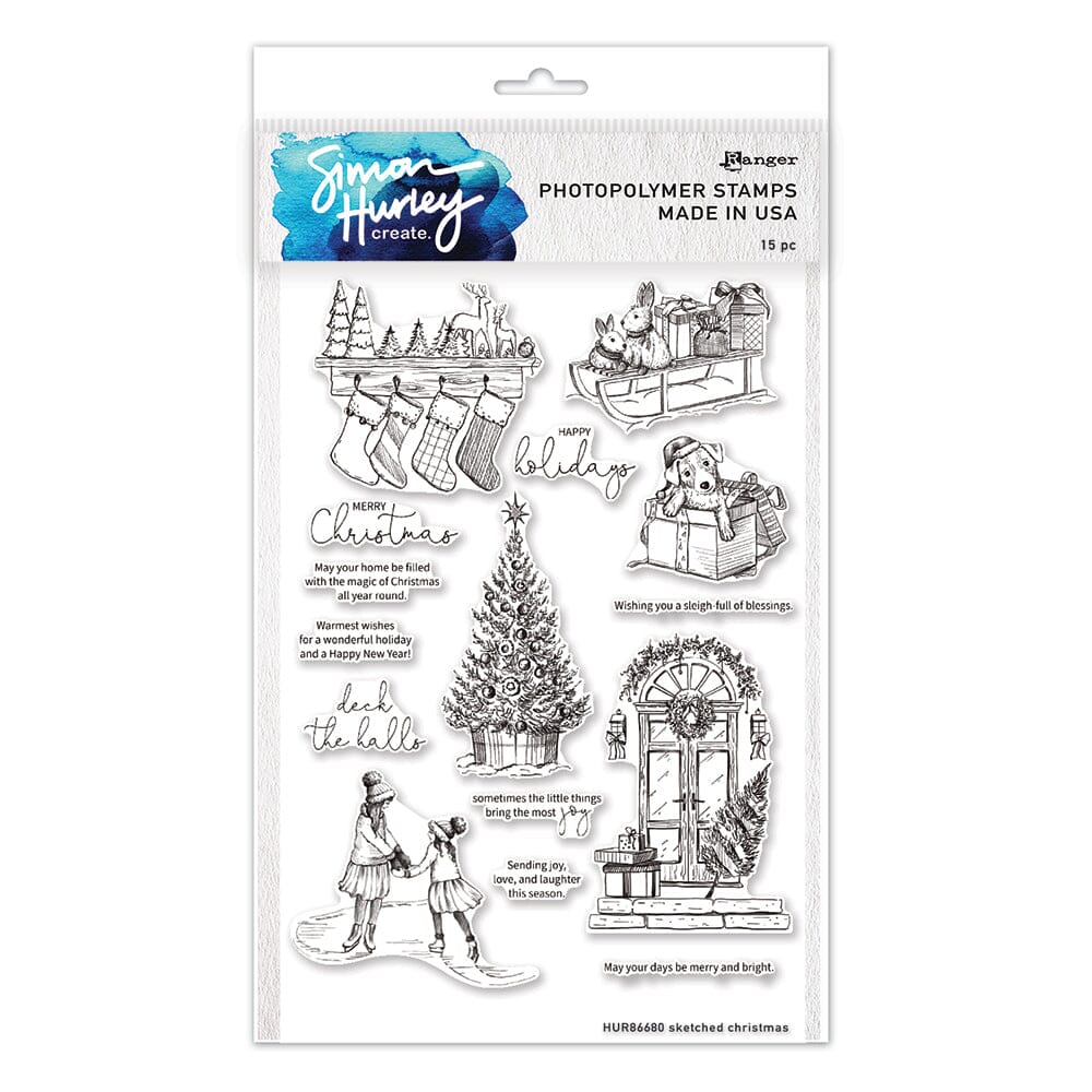 Simon Hurley create. Photopolymer Stamp Sketched Christmas Stamps Simon Hurley 