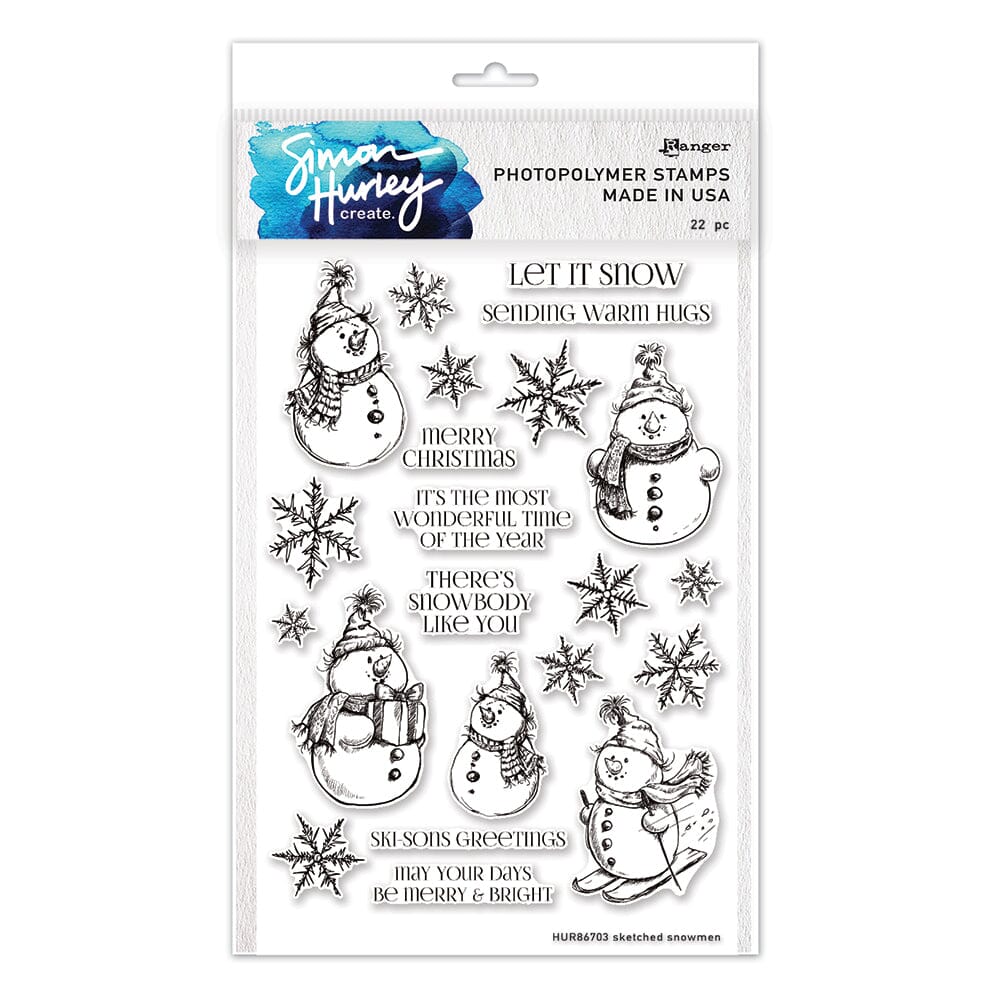 Simon Hurley create. Photopolymer Stamp Sketched Snowmen Stamps Simon Hurley 