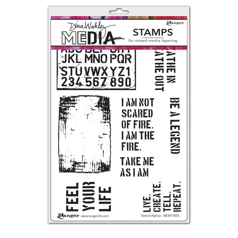 Dina Wakley MEdia Stamp - Stencil Alphas Stamps Dina Wakley Media 