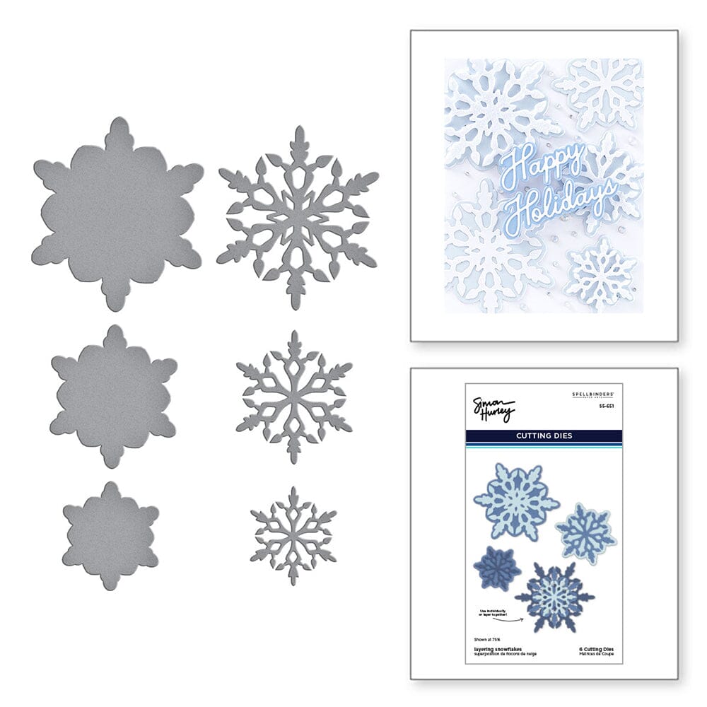 Simon Hurley create. Spellbinders Layering Snowflakes Etched Dies Cutting Dies Simon Hurley 