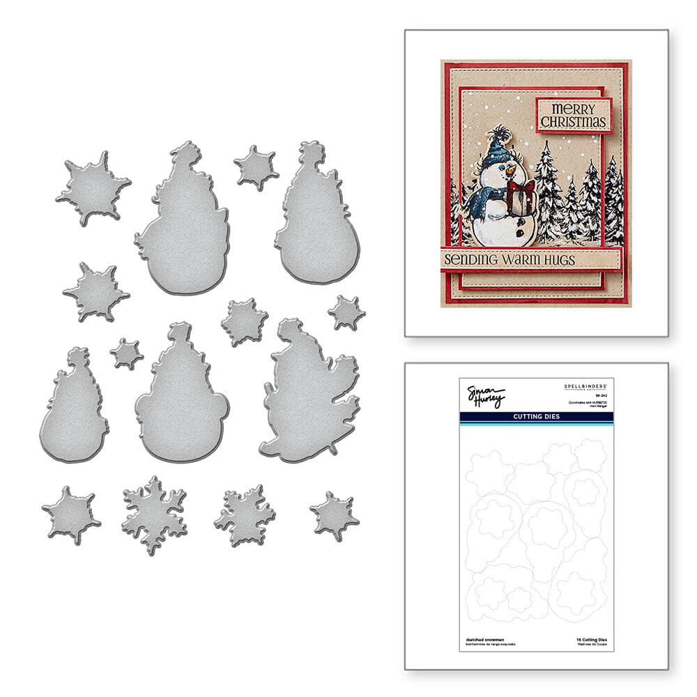 Simon Hurley create. Spellbinders Sketched Snowmen Die Cutting Dies Simon Hurley 