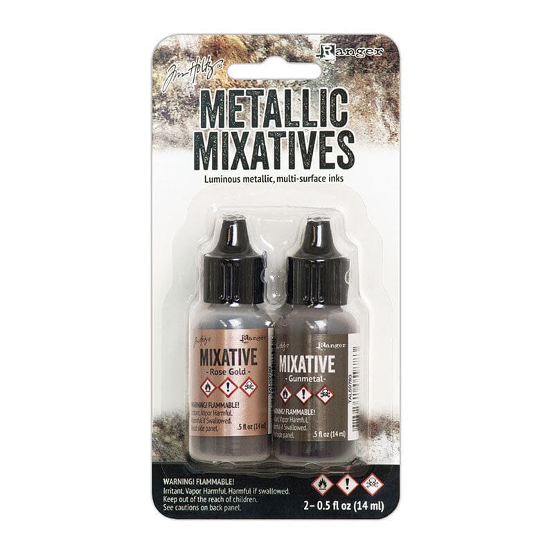 Tim Holtz® Mixatives™ Rose Gold & Gunmetal Kit, 0.5oz Kits Alcohol Ink 