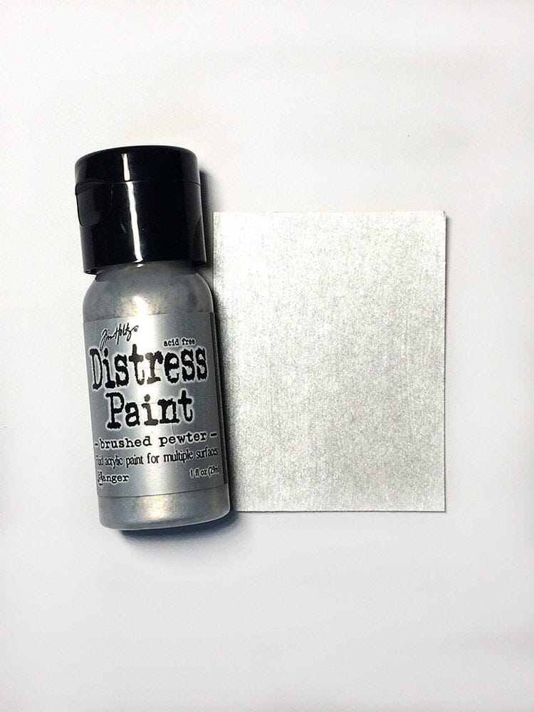 Tim Holtz Distress® Flip Top Paint Brushed Pewter, 1oz Paint Distress 