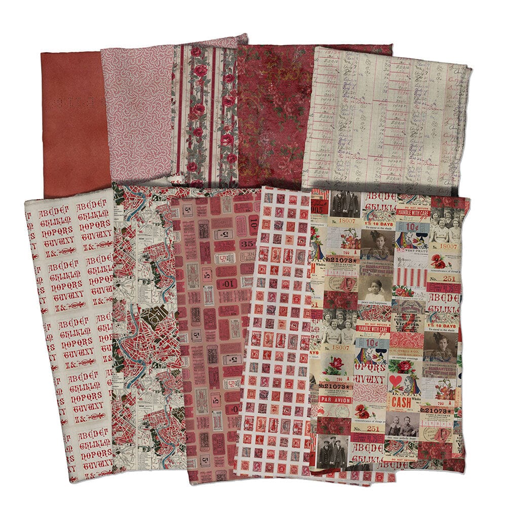 Tim Holtz Eclectic Elements Pre-Cut Fat Quarters FreeSpirit Fabrics, Red Fabric Tim Holtz Other 