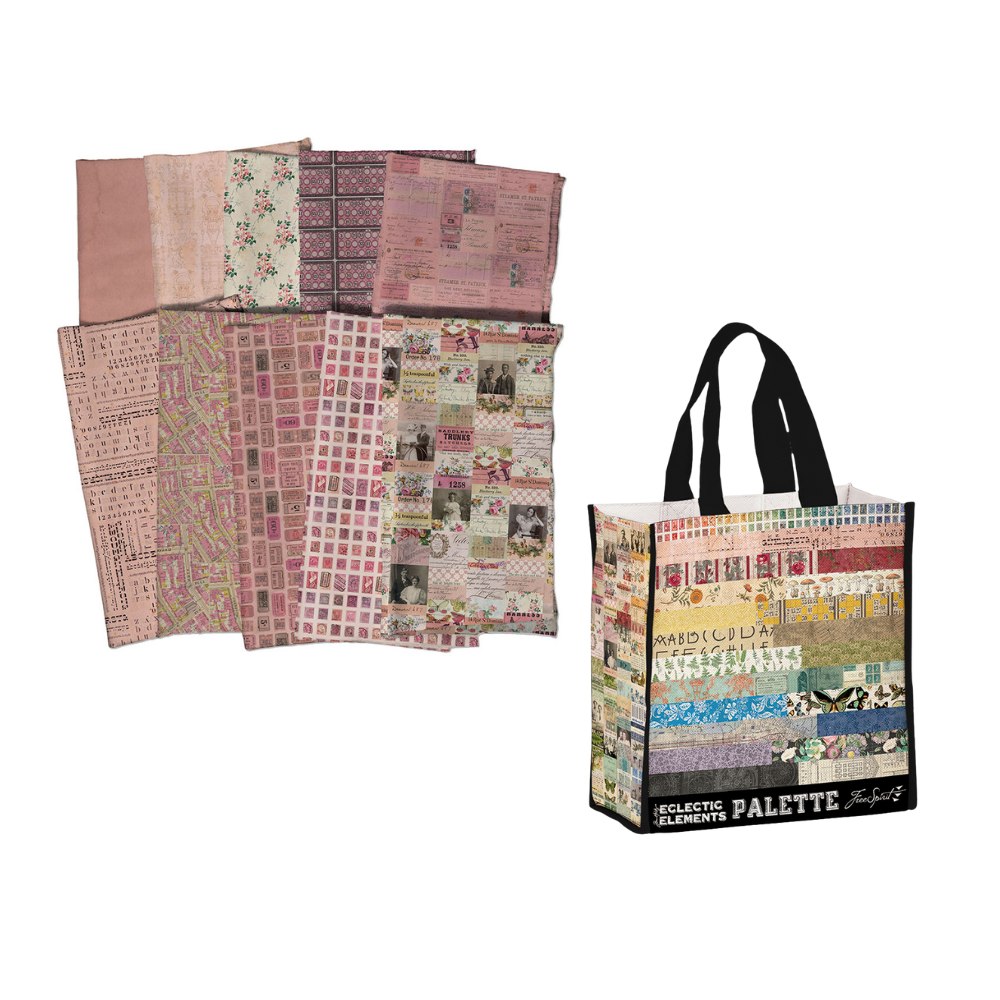 Tim Holtz Pre-Cut Fat Quarters FreeSpirit Fabrics, Pink & Tote Bag Fabric Tim Holtz Other 