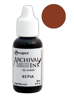 Archival Ink™ Pads Re-Inker Sepia, 0.5oz Ink Archival Ink 