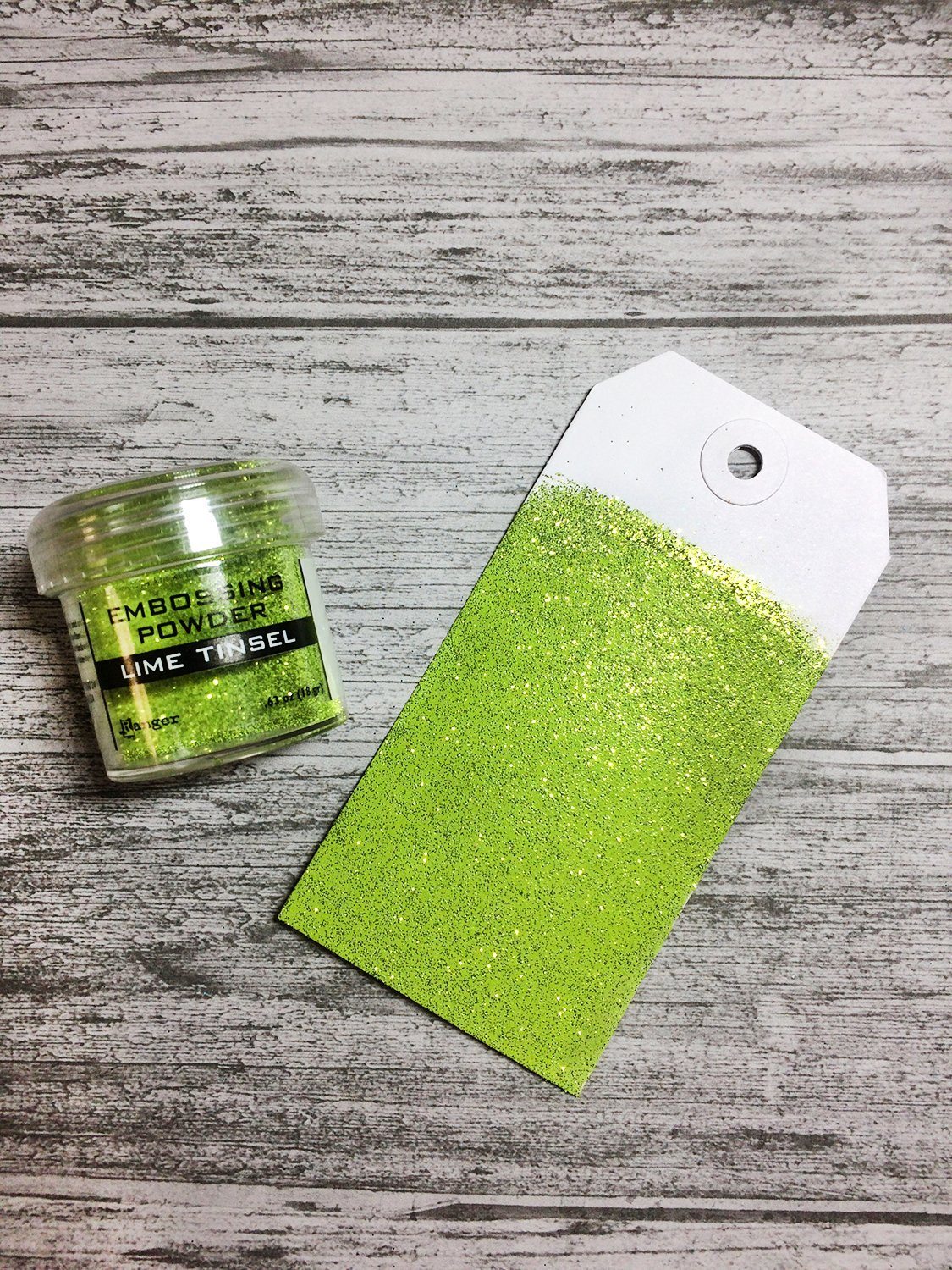 Embossing Powder Lime Tinsel, 1oz Jar Powders Ranger Ink 