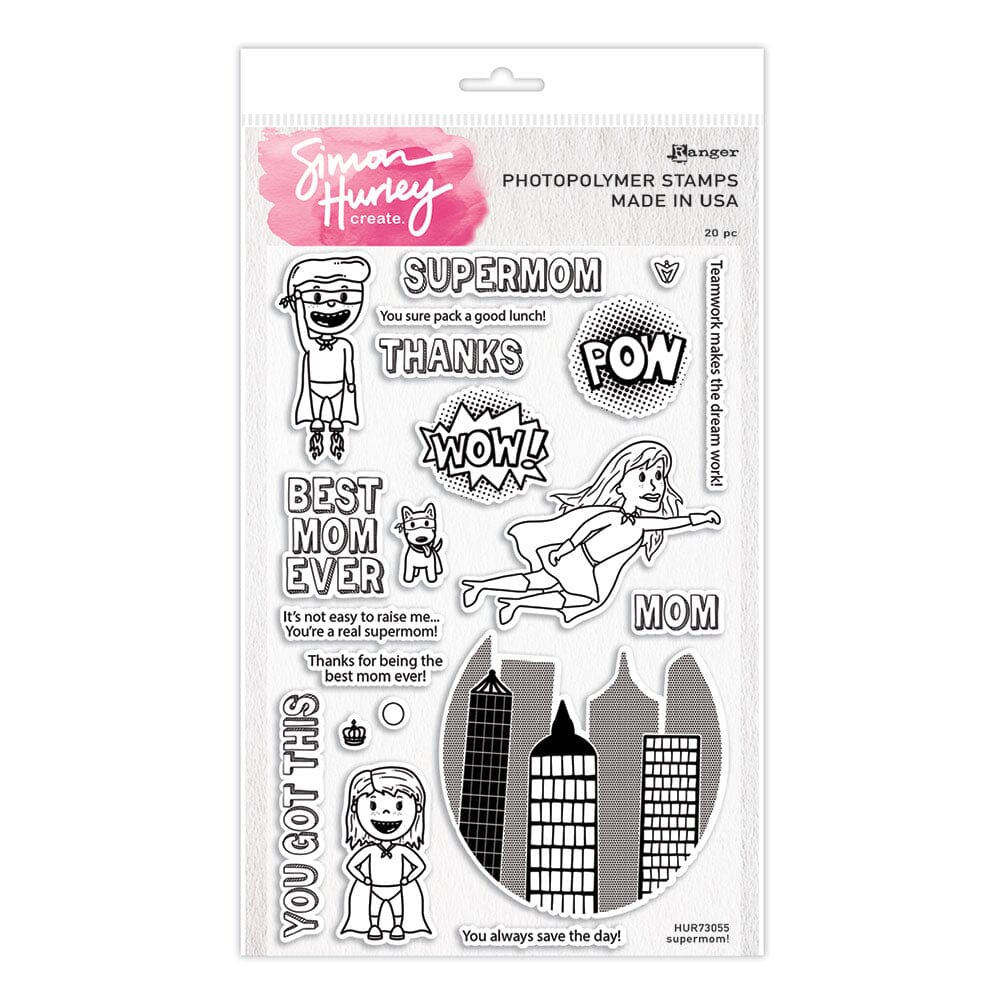 Simon Hurley create. Photopolymer Stamp Supermom! Stamps Simon Hurley Stamp 