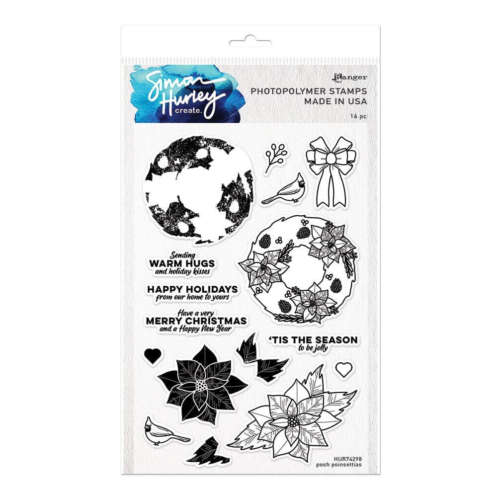 Simon Hurley create. Photopolymer Stamp Posh Poinsettas Stamps Simon Hurley Stamp 