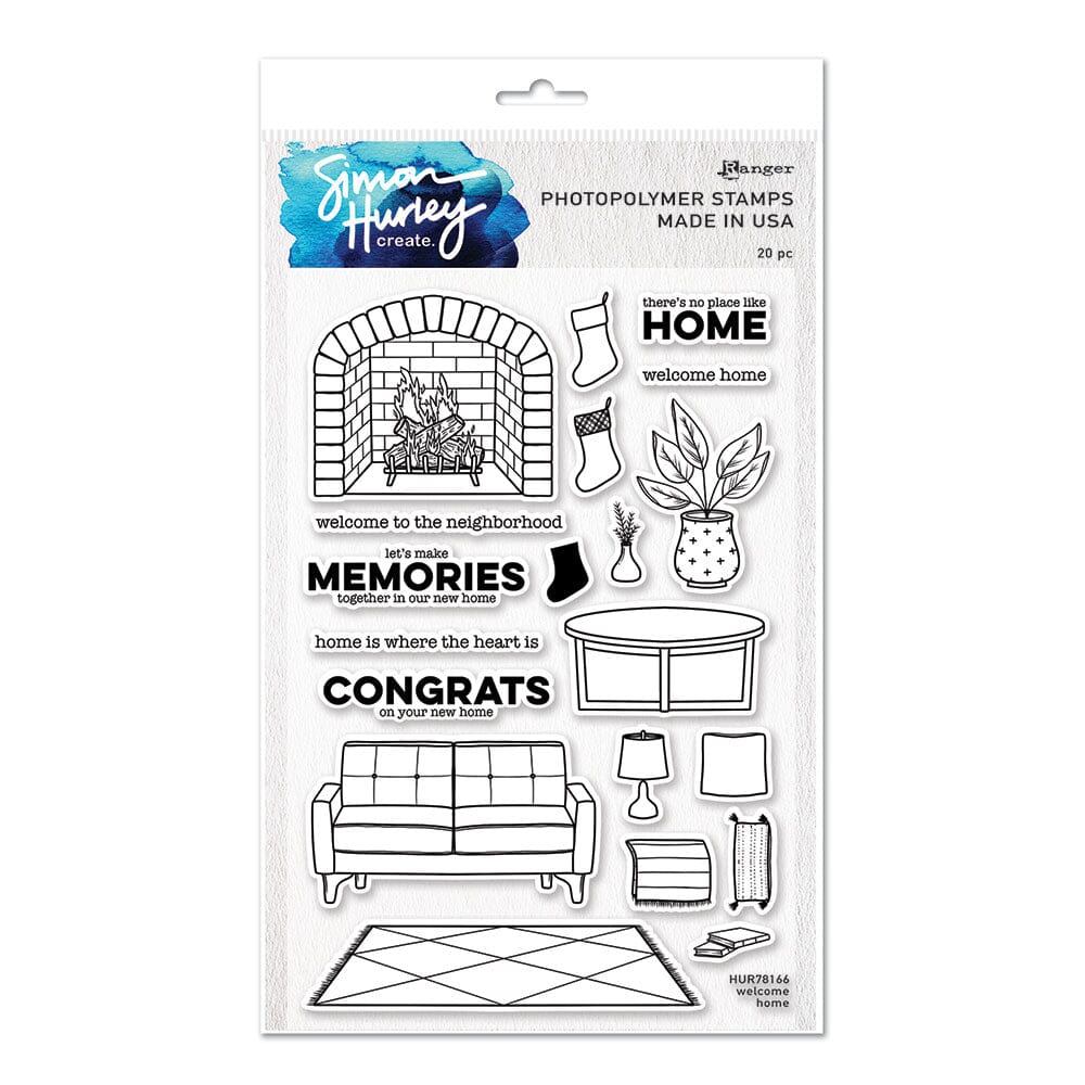 Simon Hurley create. Photopolymer Stamp Welcome Home Stamps Simon Hurley Stamp 