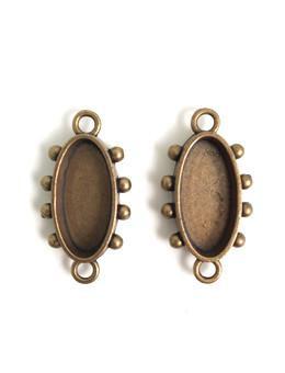 Hobnail Oval Antique Brass Small Bezel, 2 pcs. Bezels & Charms ICE Resin® 