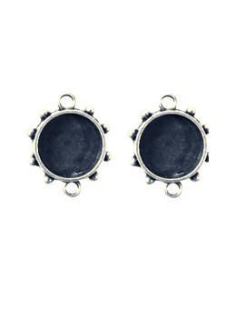 Hobnail Circle Antique Silver Small Bezel, 2 pcs. Bezels & Charms ICE Resin® 