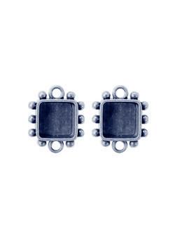 Hobnail Square Antique Silver Small Bezels, 2 pcs. Bezels & Charms ICE Resin® 