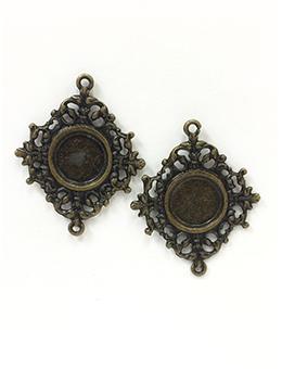 Rue Romantique Small Diamond Filigree Brass Closed Bezel, 2 pc. Bezels & Charms ICE Resin® 