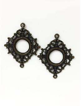 Rue Romantique Small Diamond Filigree Brass Open Bezel, 2 pc. Bezels & Charms ICE Resin® 