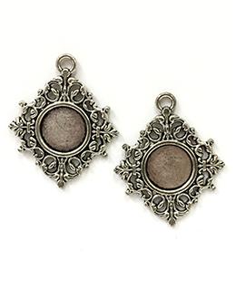 Rue Romantique Small Diamond Filigree Silver Closed Bezel, 2 pc. Bezels & Charms ICE Resin® 